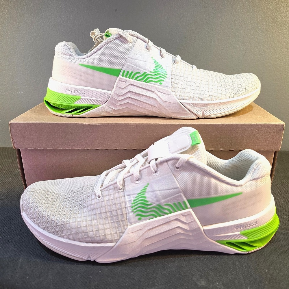 New Men's 11.5 Nike Metcon 8 D09328-006 White Lime Green Training Gym Shoes